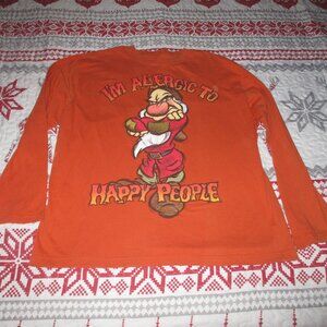 Men’s Disney Store Grumpy Dwarf I'm Allergic to Happy People LS T-Shirt XL